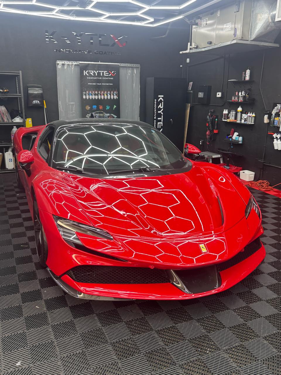 Red Ferrari SF90 paint protection film at Wrap Me USA Miami