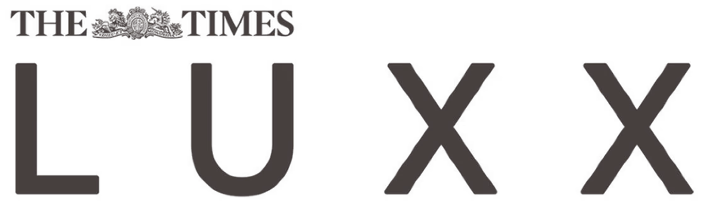 The Times Luxx logo, featuring the masthead 'THE TIMES' with a royal crest emblem above the large bold letters 'LUXX'