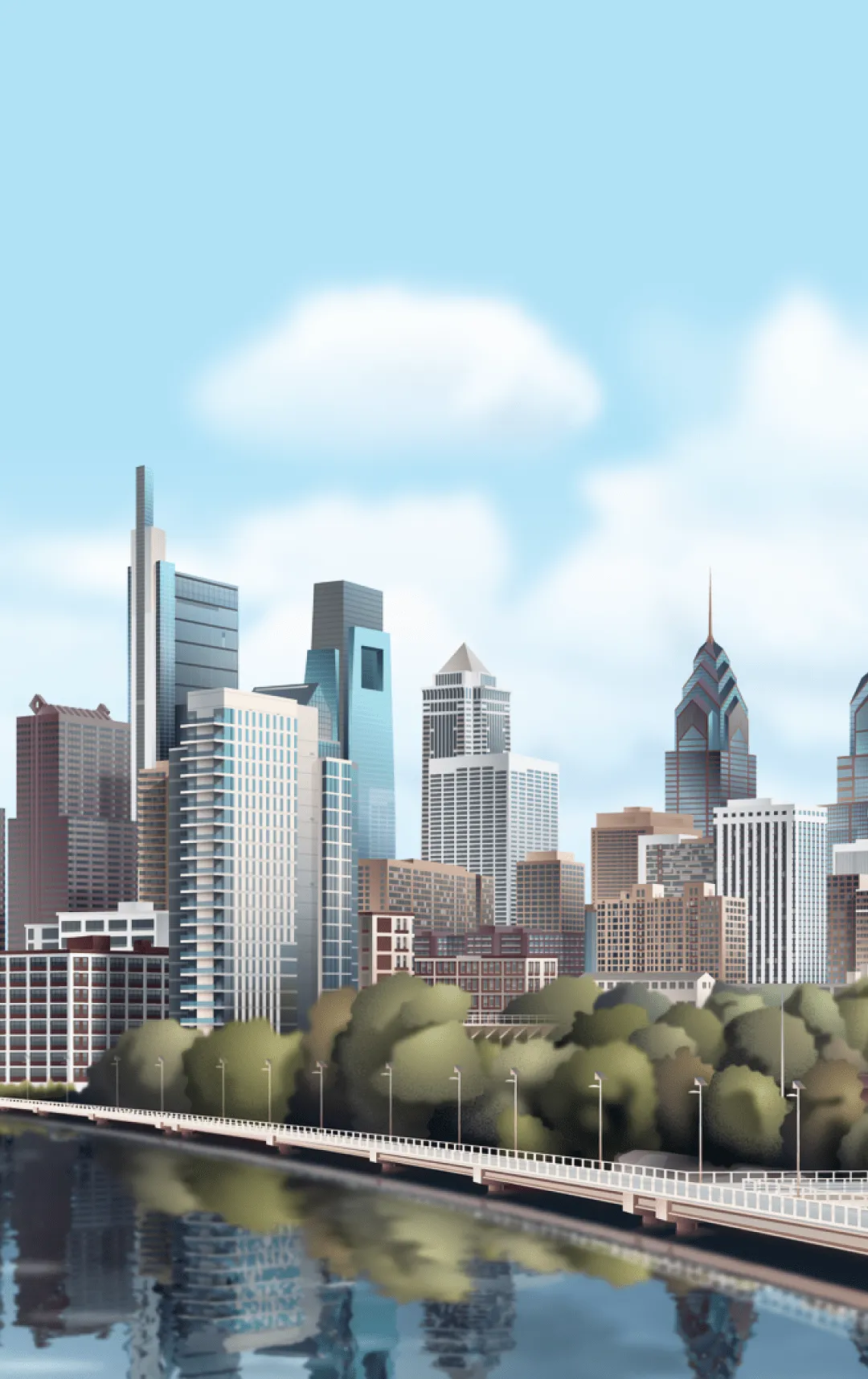 Philadelphia cityscape on Firstrust Bank mobile banking