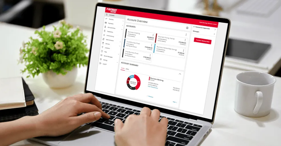 Firstrust business online banking home tile on mobile