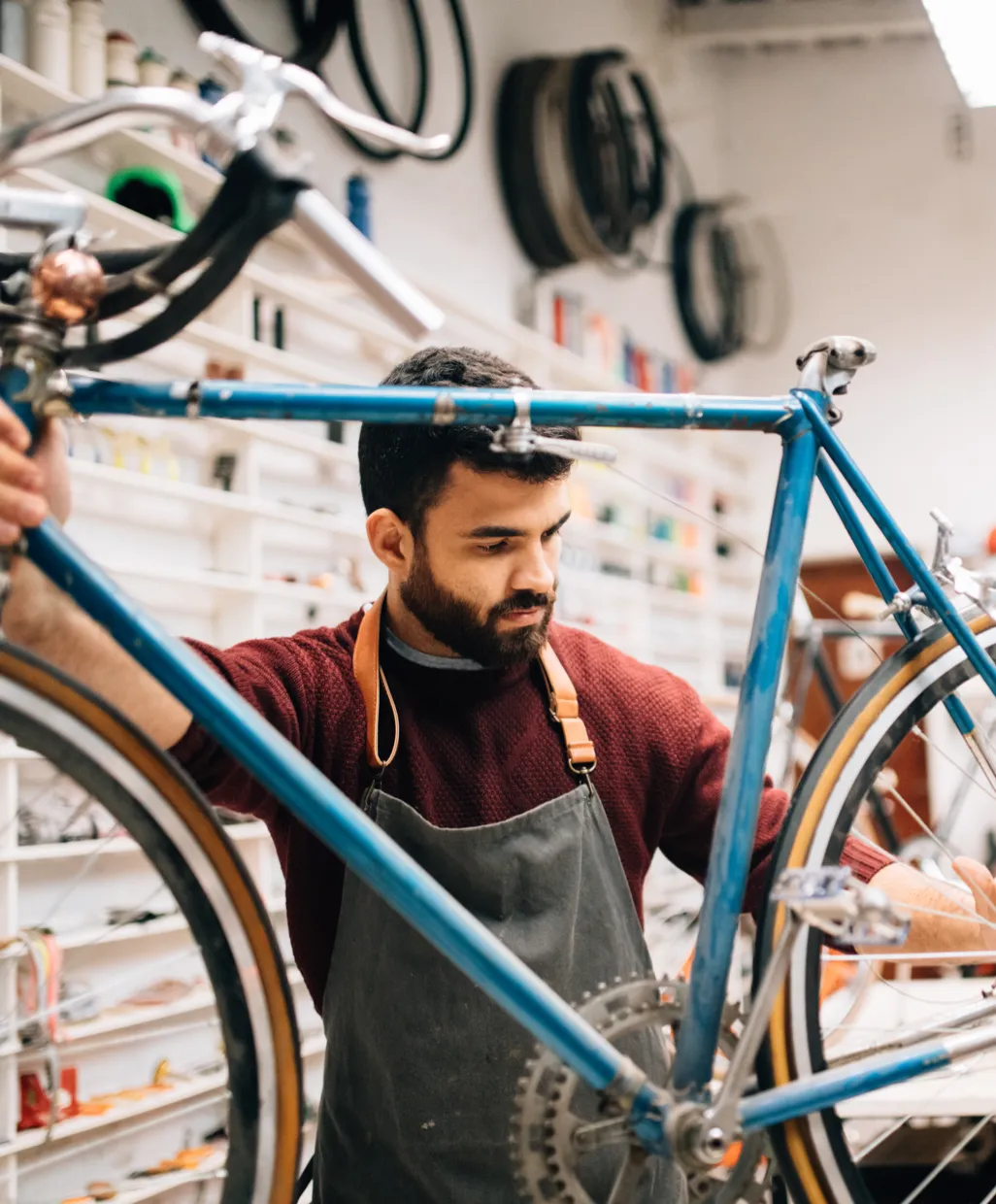 Bike shop owner representing small business customers at Firstrust Bank