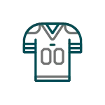 Outline icon of a sports jersey with number 00 on front and short sleeves.