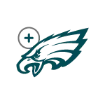Green eagle head logo with a plus sign in a gray circle above it.