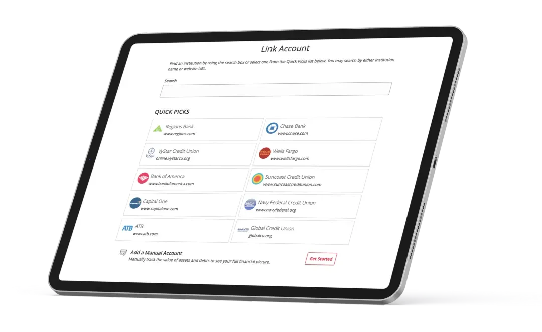 Add external accounts to track everything in one place with Firstrust