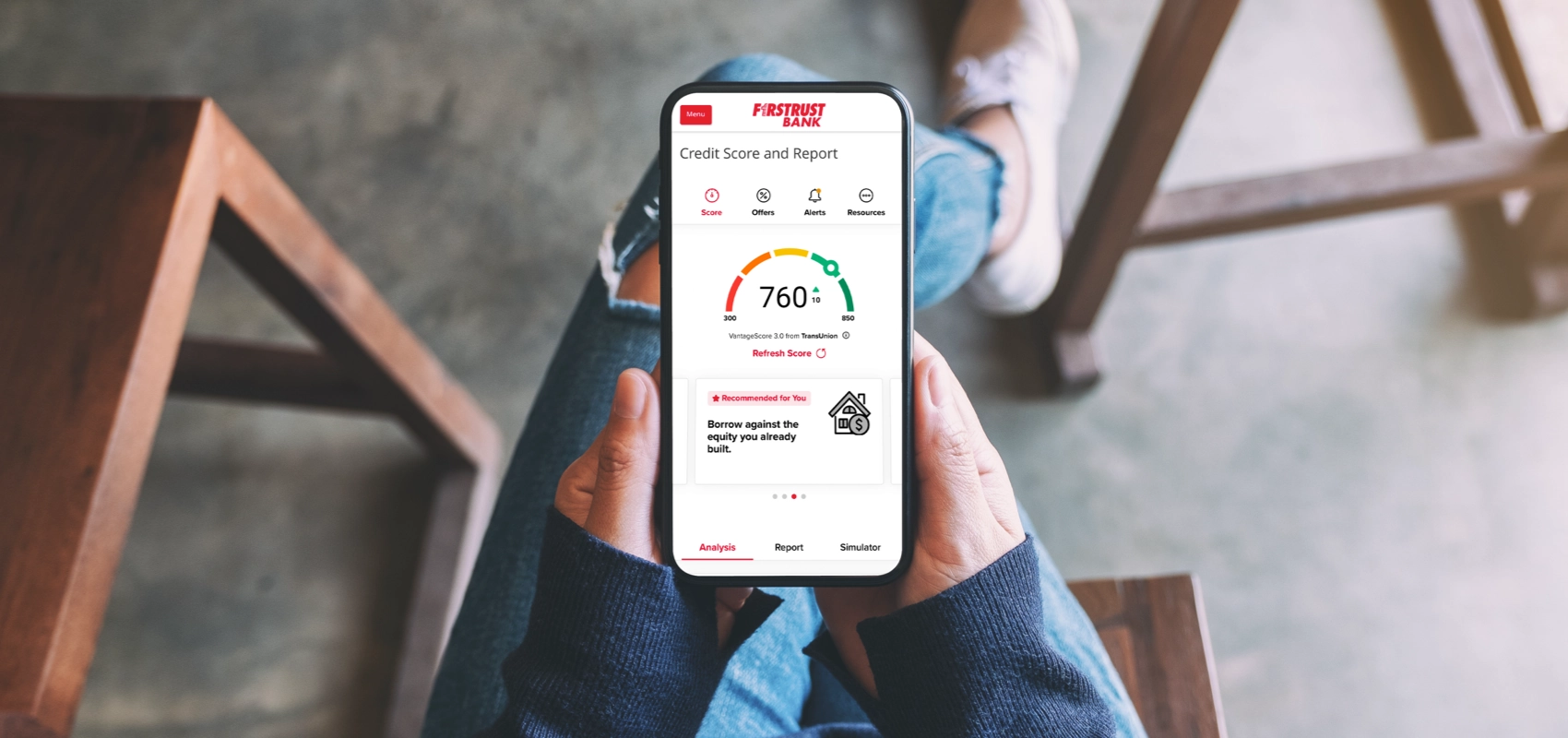 Credit score monitoring feature in Firstrust mobile banking