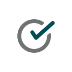 Circle with a gray outline partially filled and a dark teal checkmark inside.