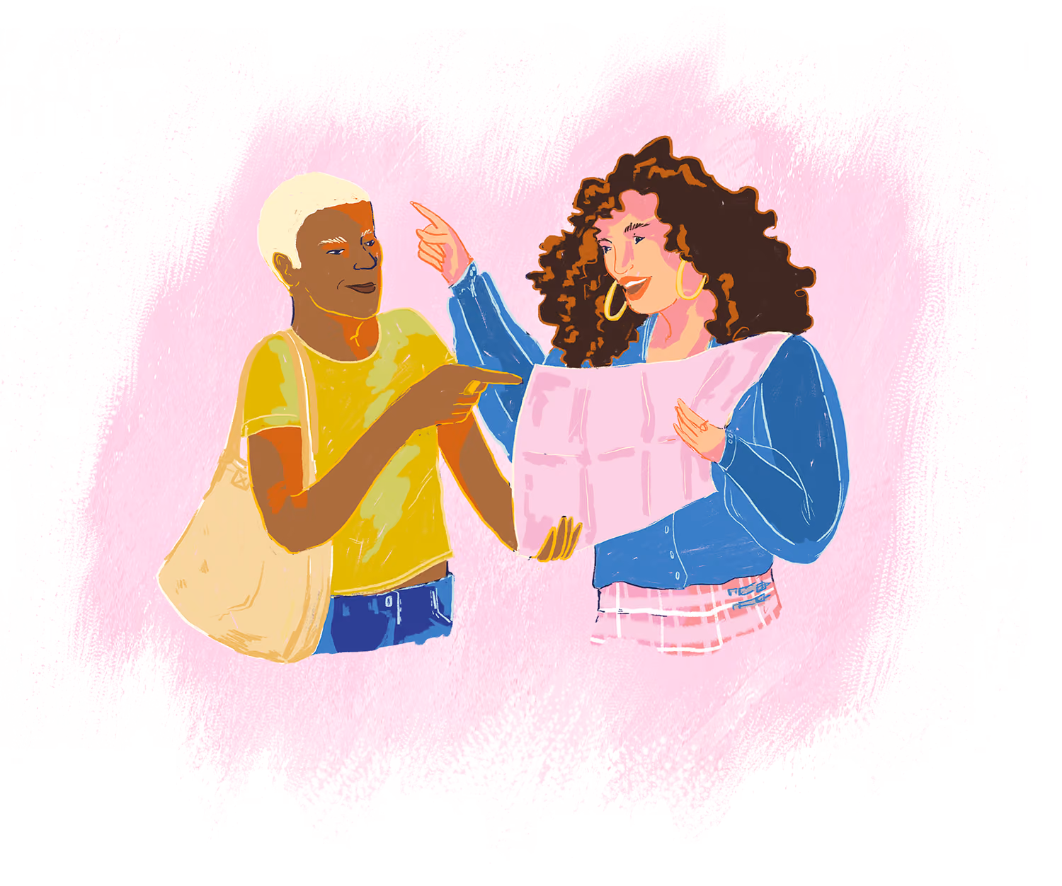 Illustration of two women exploring Glasgow with a map