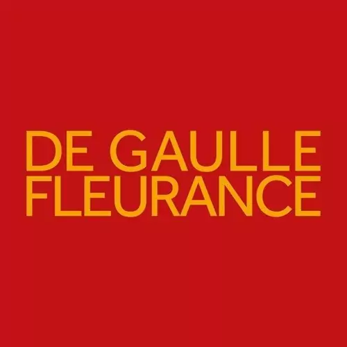 Logo texte jaune "DE GAULLE FLEURANCE" sur fond rouge.