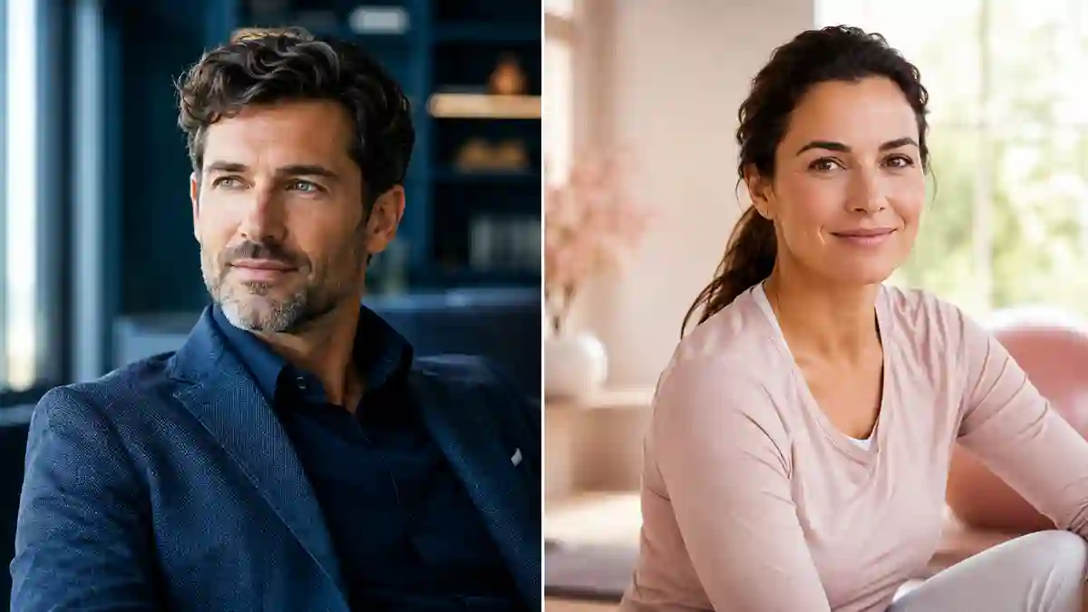 Man and woman shown in contrasting settings, representing the different approved populations and uses of Viagra and PT-141.