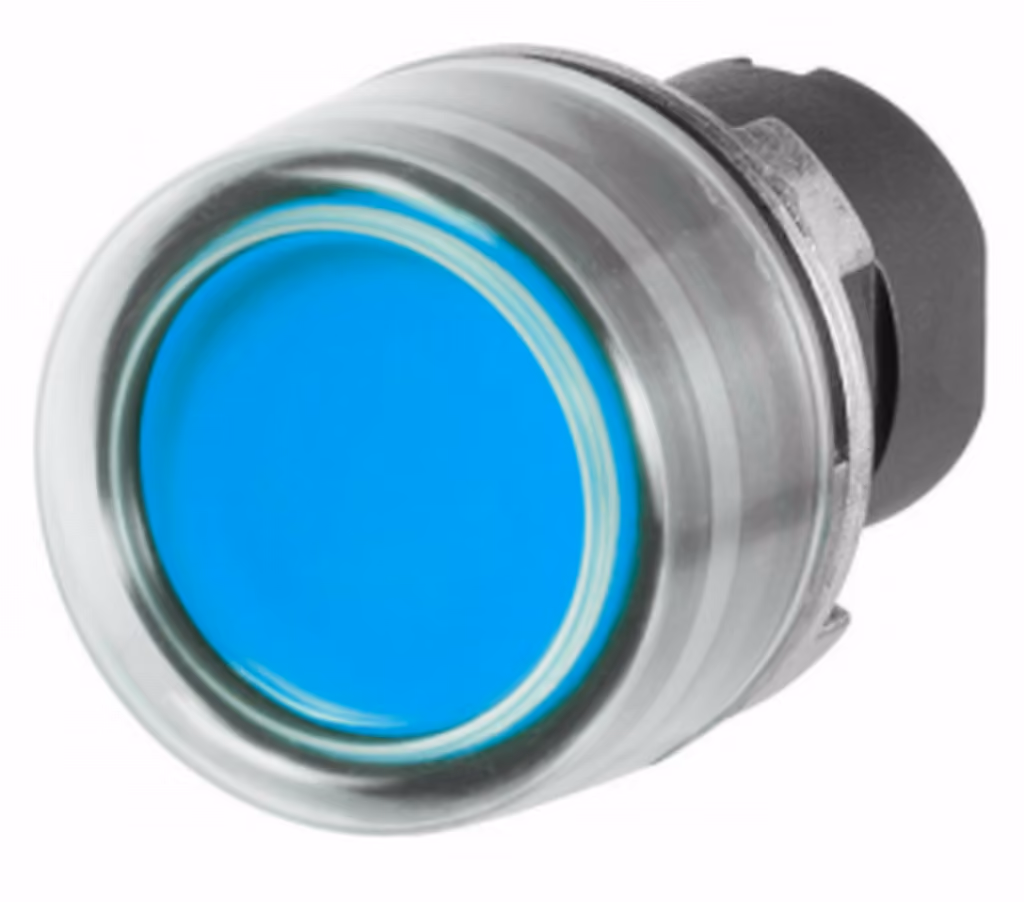 Drucktaster New Elfin blau mit Gummikappe