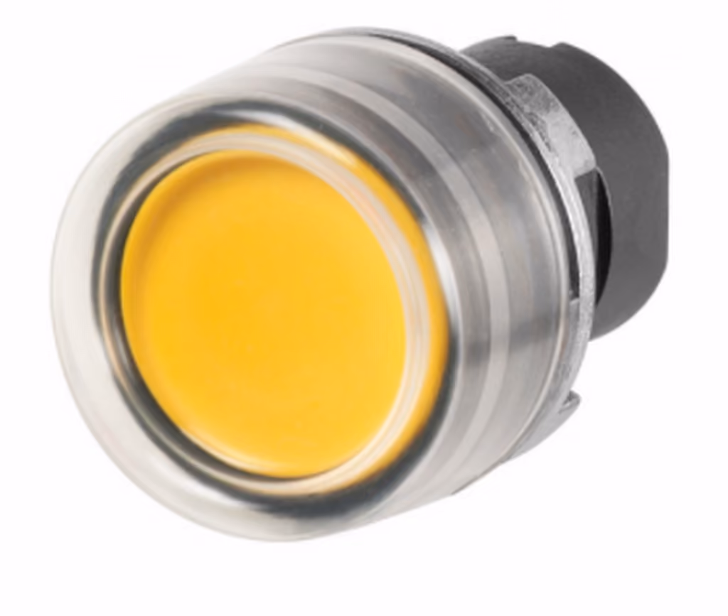Drucktaster New Elfin gelb mit Gummikappe