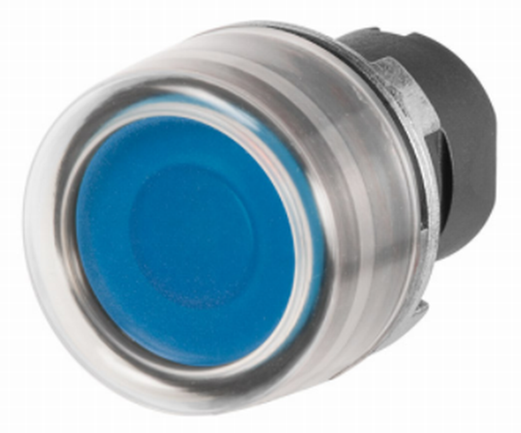 Drucktaster blau beleuchtet Gummikappe