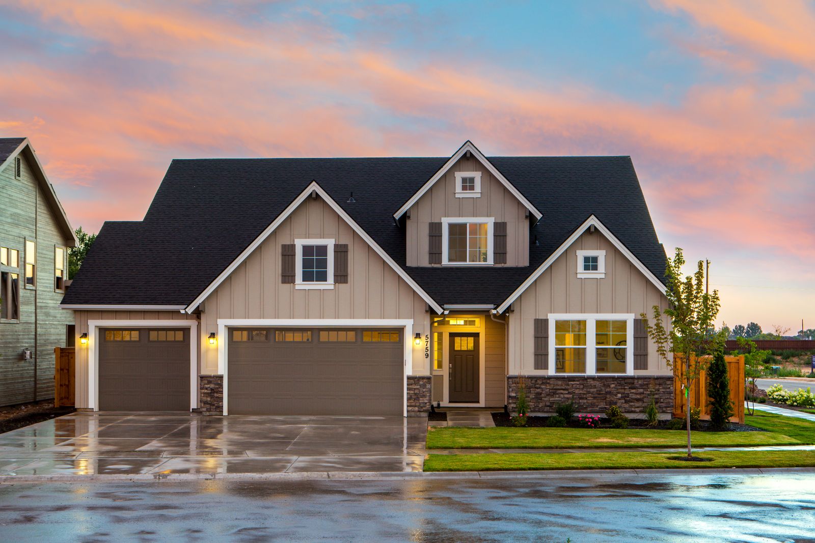 Freshly painted residential home exterior
