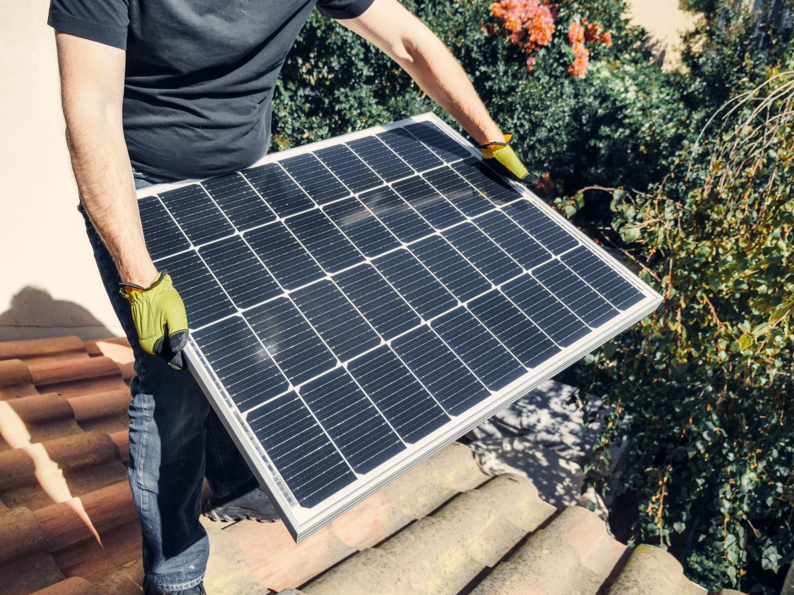 Residential solar panels installed on a home roof