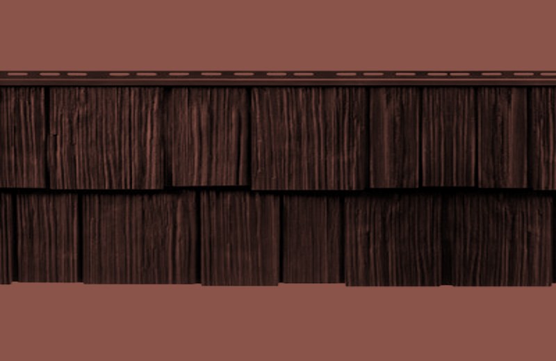 Mastic Cedar Discovery Russet Red siding color swatch (official Ply Gem color)