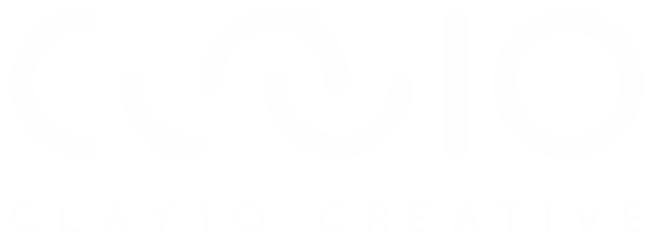 Stylized text logo reading 'clay10' with 'CLAY10 CREATIVE' below in block letters on black background.
