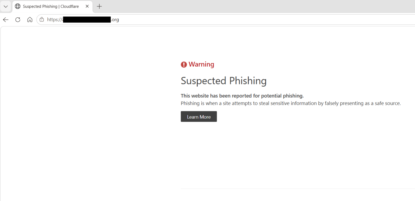 A fraudulent lookalike website cloned from a legitimate business site