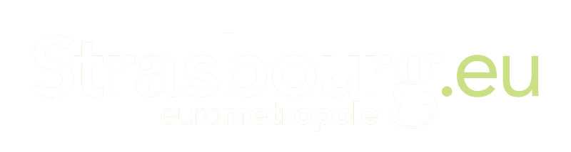 Logo Strasbourg.eu avec le texte eurométropole sur fond vert.