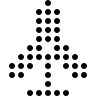 Black silhouette icon of a wind turbine with three blades.