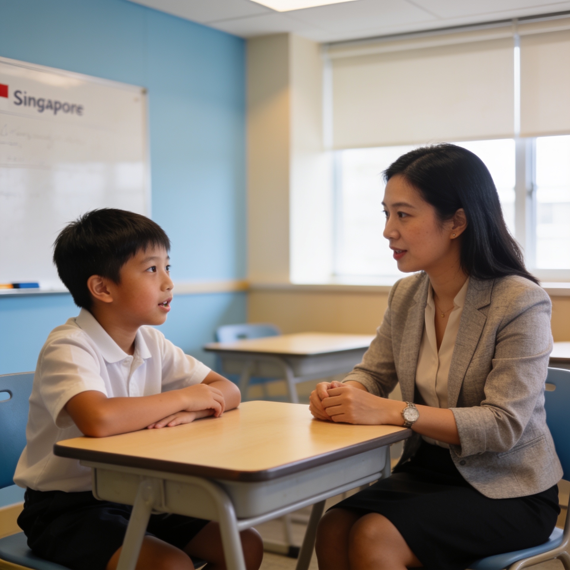 SuperMinds communication trainer working one-on-one with a child to build confidence and speaking skills