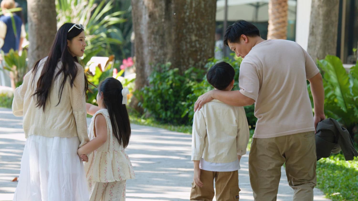Parents with primary school kids attending a Singapore secondary school open house
