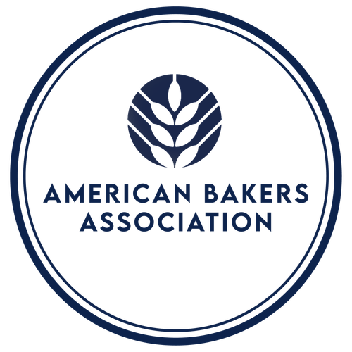 American Bakers Association logo with stylized wheat emblem within concentric circles.
