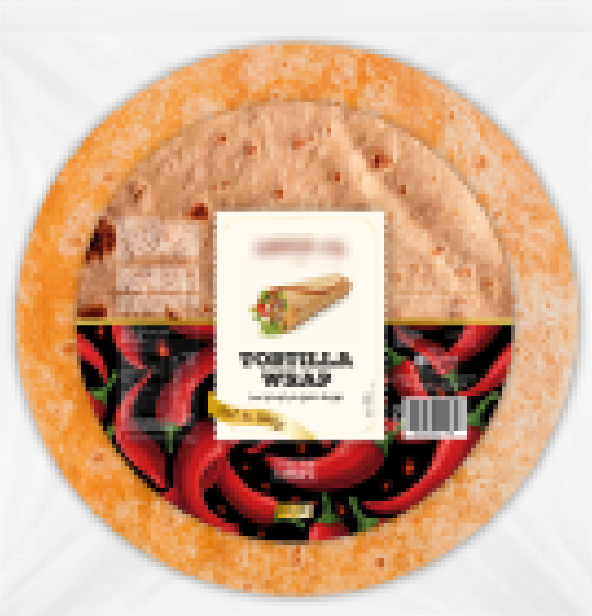 Package of round wheat tortillas with a label showing a wrapped tortilla and chili pepper design.