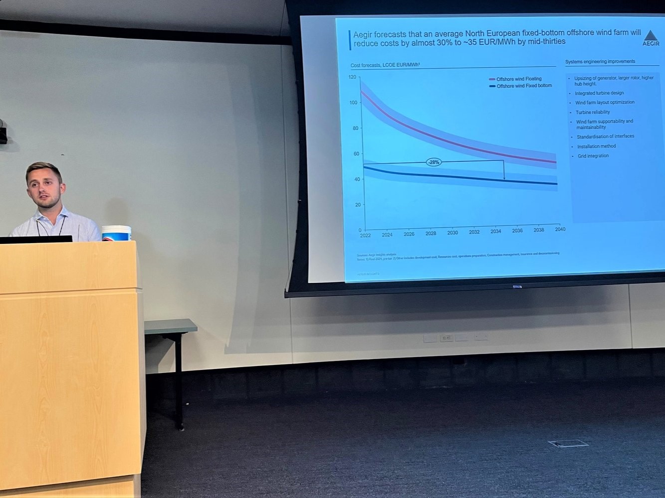 Morten Kofoed Jensen presenting at the NREL workshop om Wind Energy Systems Engineering in August-September 2022 talking about the relevance of LCoE