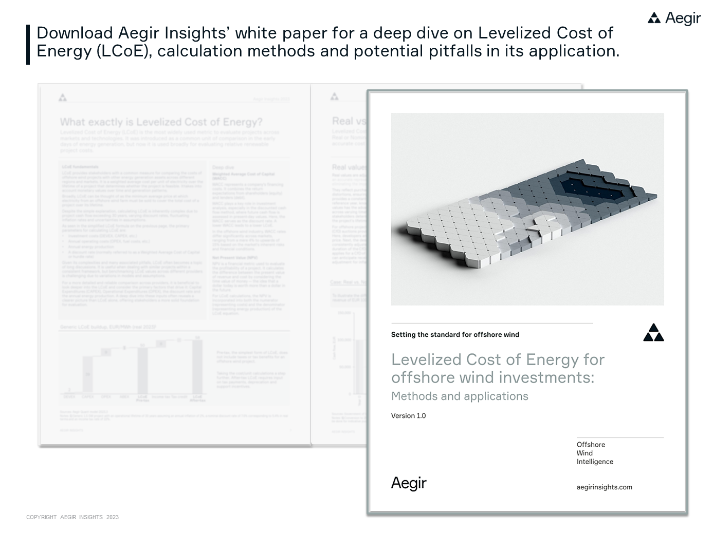 Download Aegir Insights' white paper for a deep dive on Levelized Cost of Energy (LCoE), calculation methods and potential pitfalls in its application