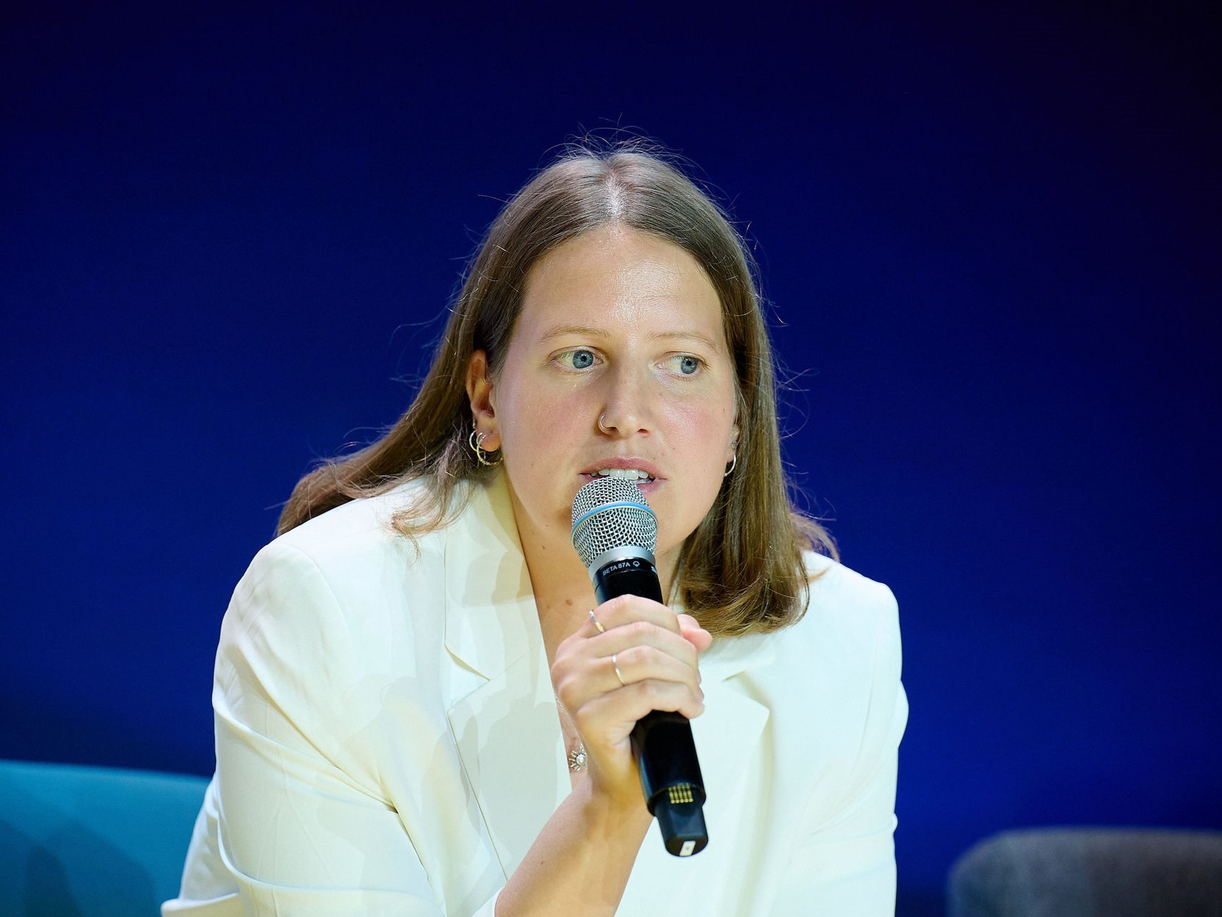 Aegir Insights' Market Analyst Alba Teodoro Pujol speaking at Seanergy in France in June 2025