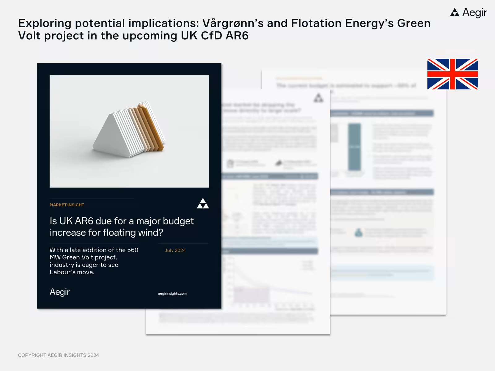 New Market Insights report by Aegir Insights: Exploring potential implications: Vårgrønn's and Flotation Energy’s Green Volt project in the upcoming UK CfD AR6.
