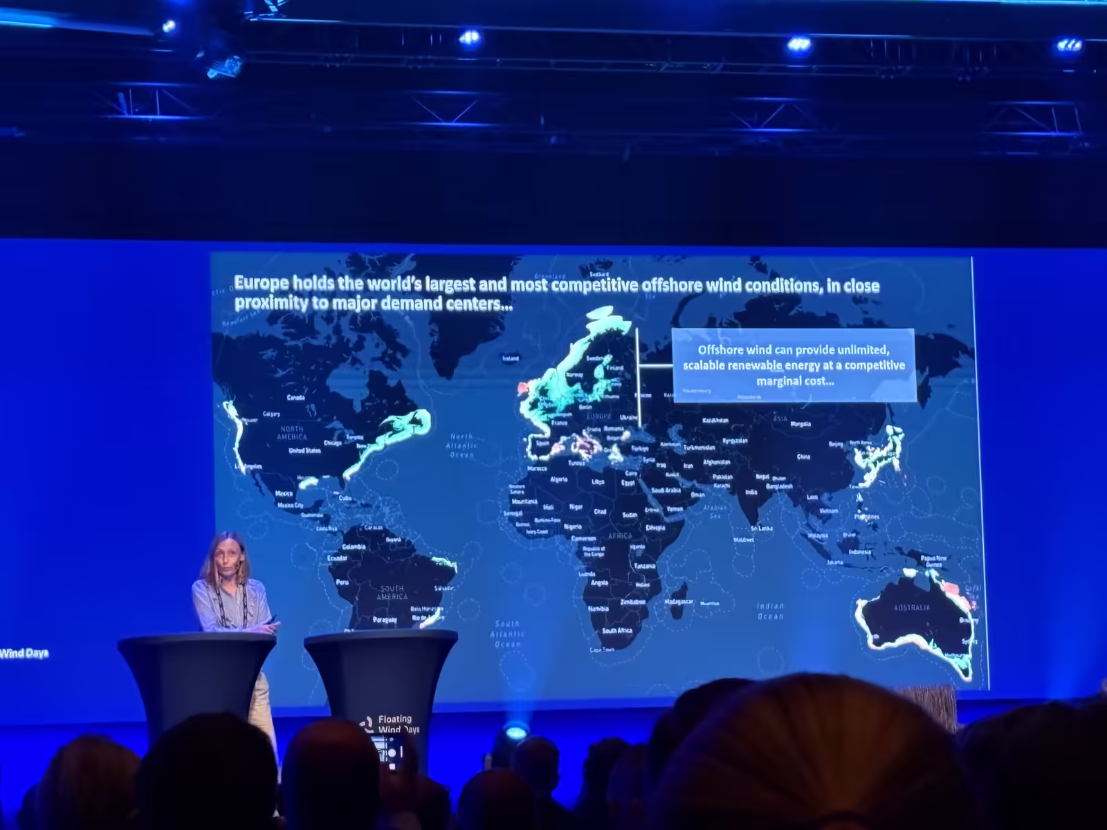 Aegir Insights' CCO and Co-Founder Rikke Nørgaard presenting at the Floating Wind Days in Norway.