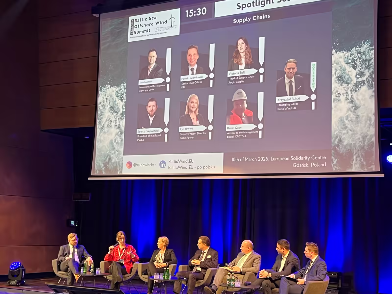 Aegir Insights' Head of Supply Chain Victoria Toft participating in a panel discussion on the first international Baltic offshore wind summit in Poland on strengthening local offshore wind supply chains