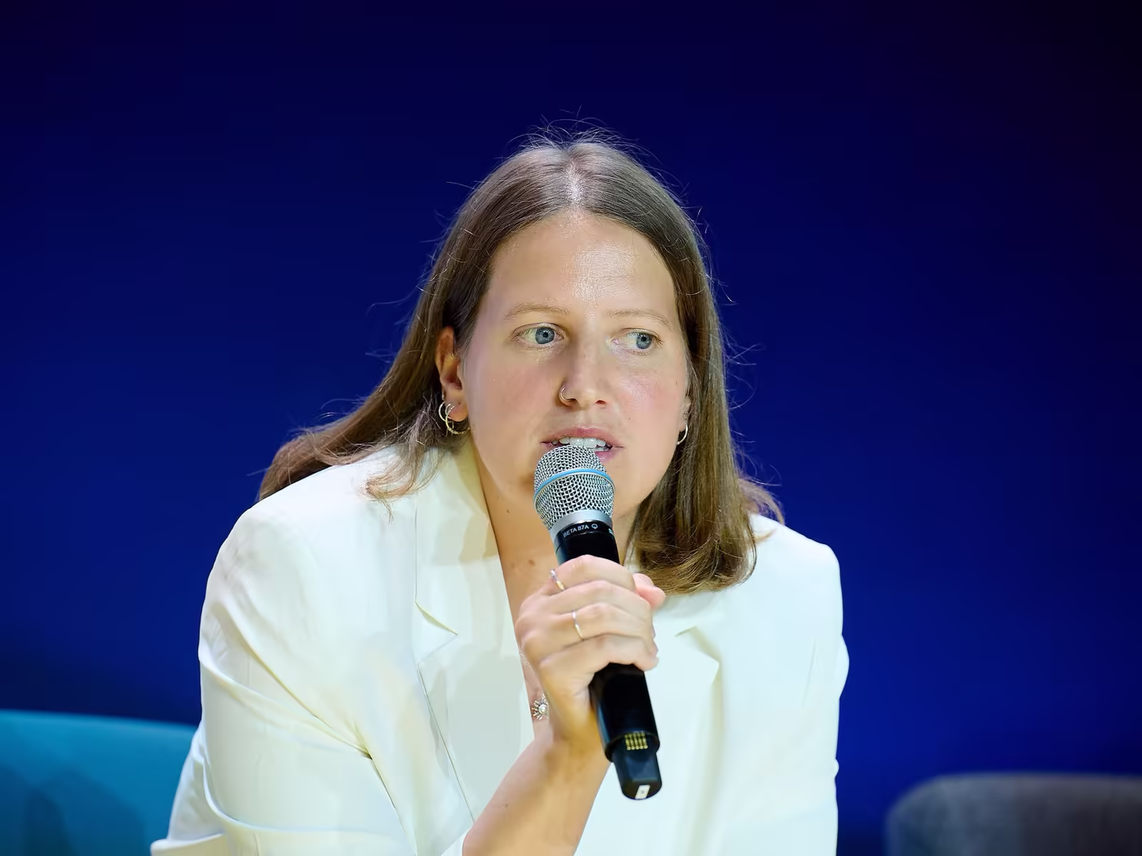 Aegir Insights' Market Analyst Alba Teodoro Pujol speaking at Seanergy in France in June 2025