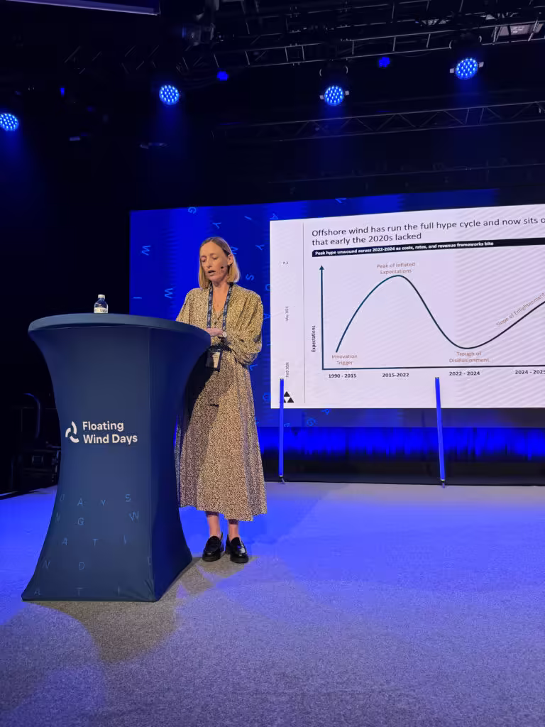 Rikke Winther Nørgaard presenting at the Floating Wind Days 2026 in Haugesund, Norway.