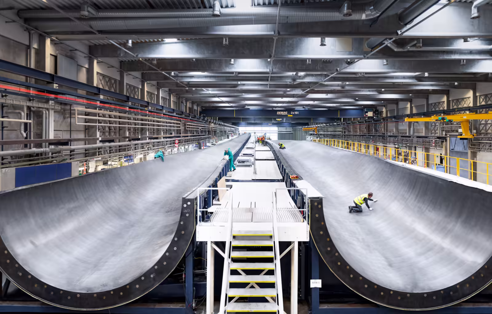 Rapidly introducing new, larger turbines hinders offshore wind’s sustainability_Final checks are carried out on the Vestas V236 prototype's blades at the OEMs' fabrication facility in Nakskov, Denmark