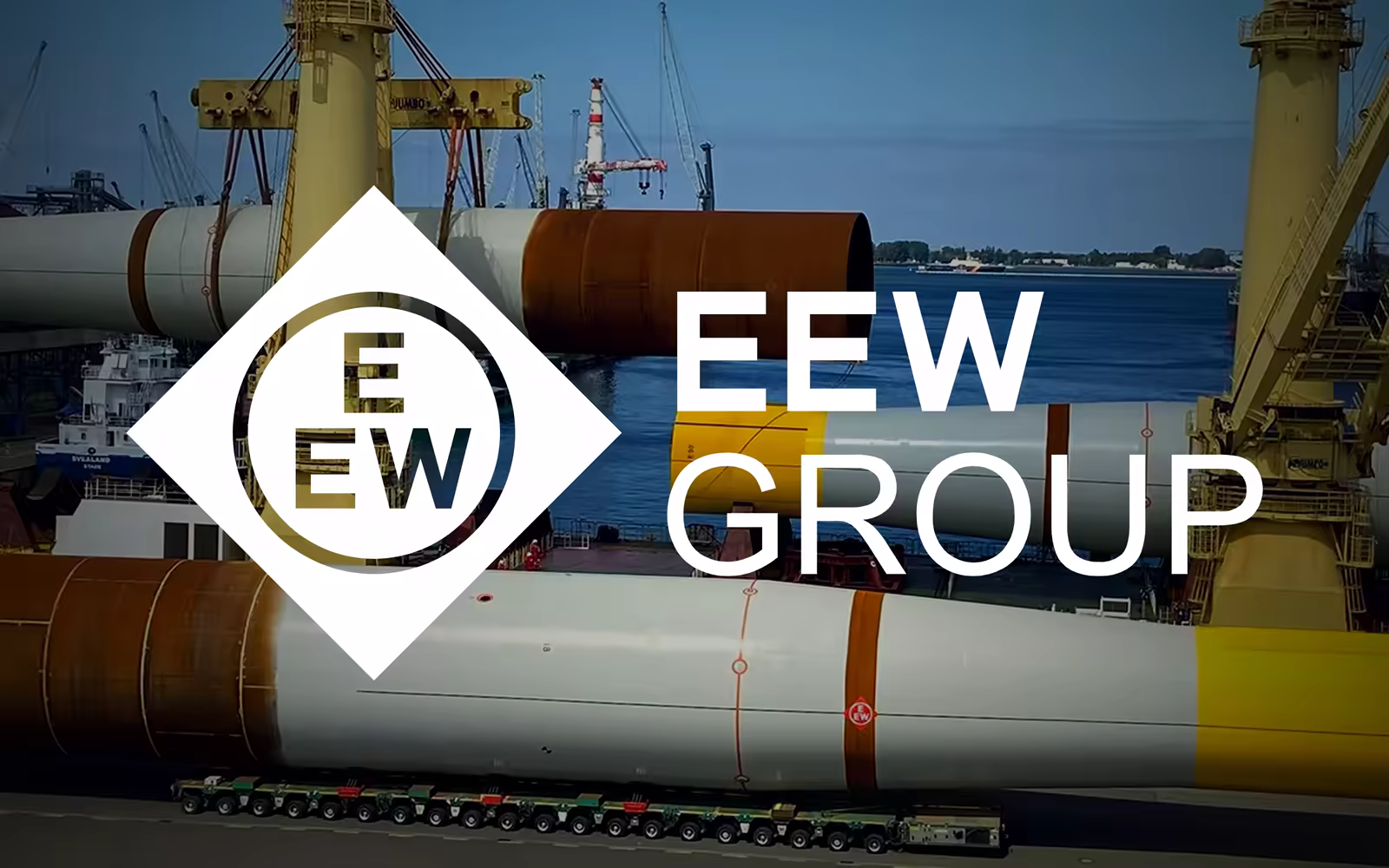 EEW Group monopiles and transition pieces on the quayside