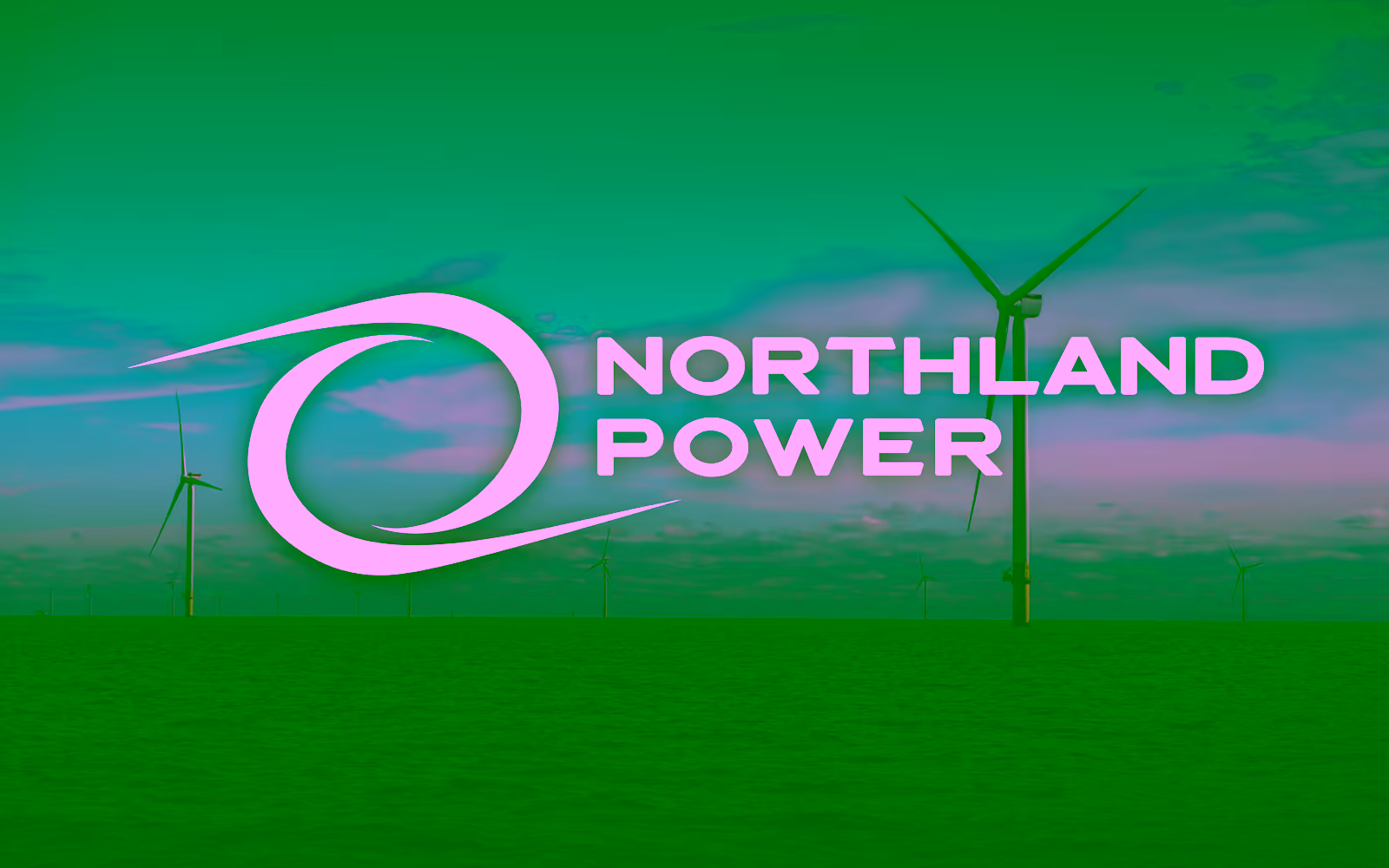 Northland Power logo over an offshore wind turbine at sea