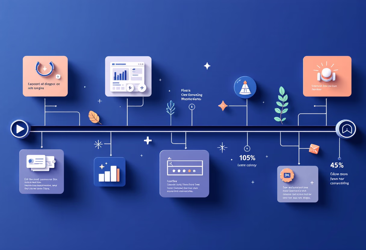 image of company milestones in a timeline format (for a edtech)