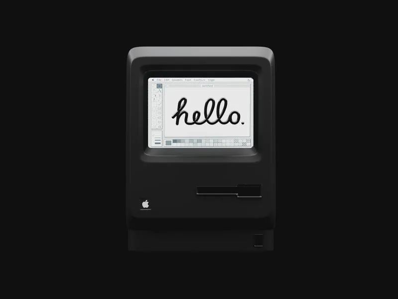 Macintosh on black background