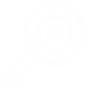 White magnifying glass icon on a black background.
