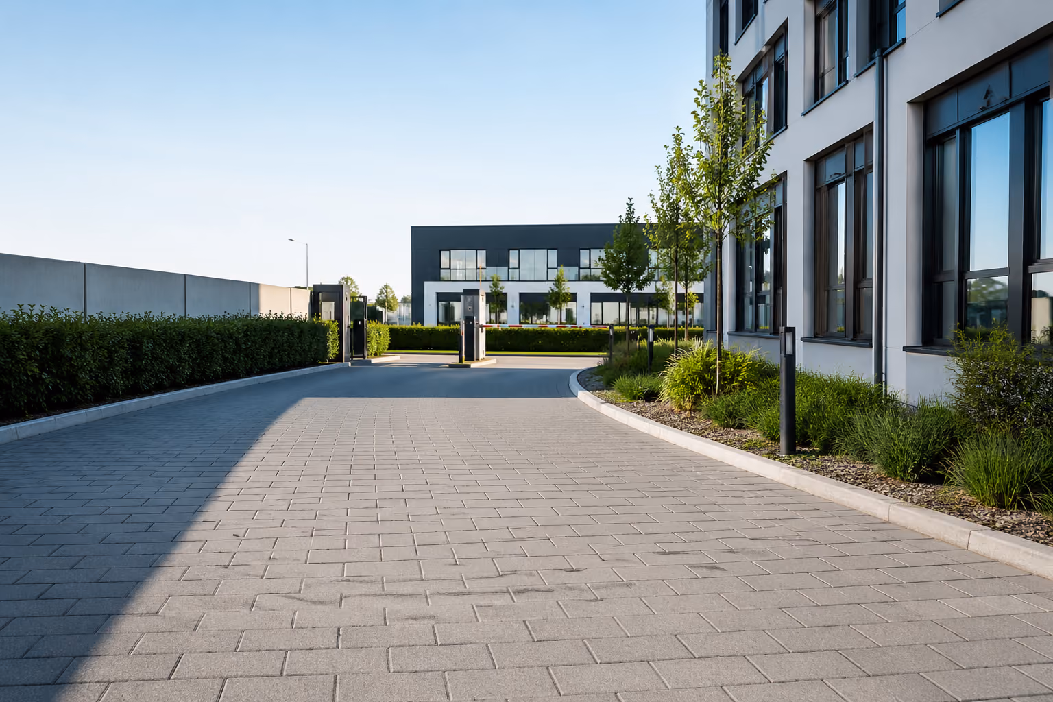 Außenanlagenpflege für Gewerbeimmobilien – Zufahrt