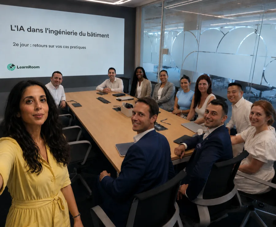 Ahlem Kebir et les participants de la session L'IA dans l'ingénierie du bâtiment