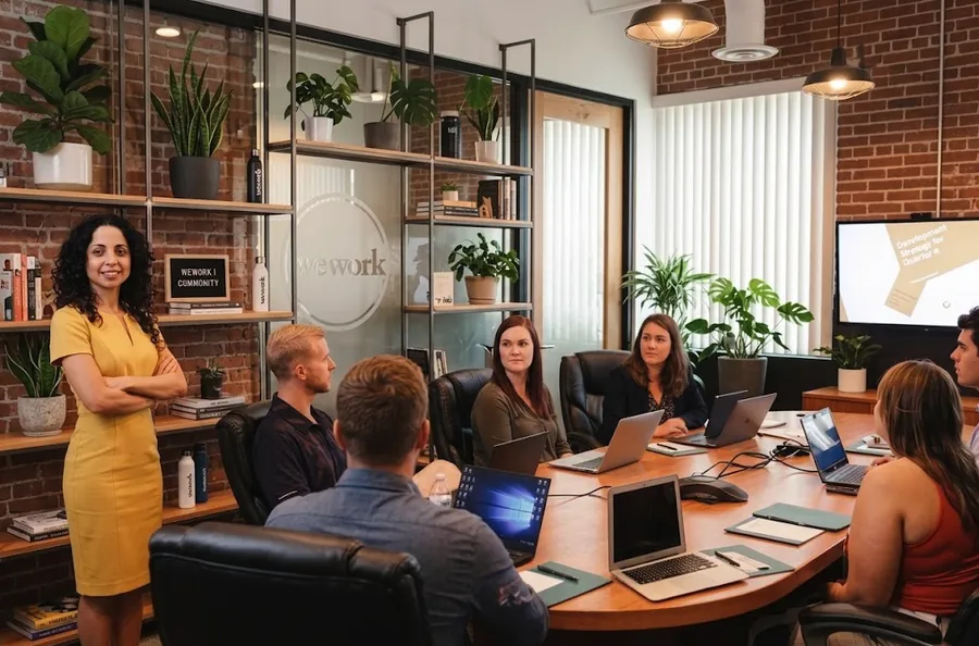 Ahlem Kebir anime une formation IA pour une équipe en espace de coworking
