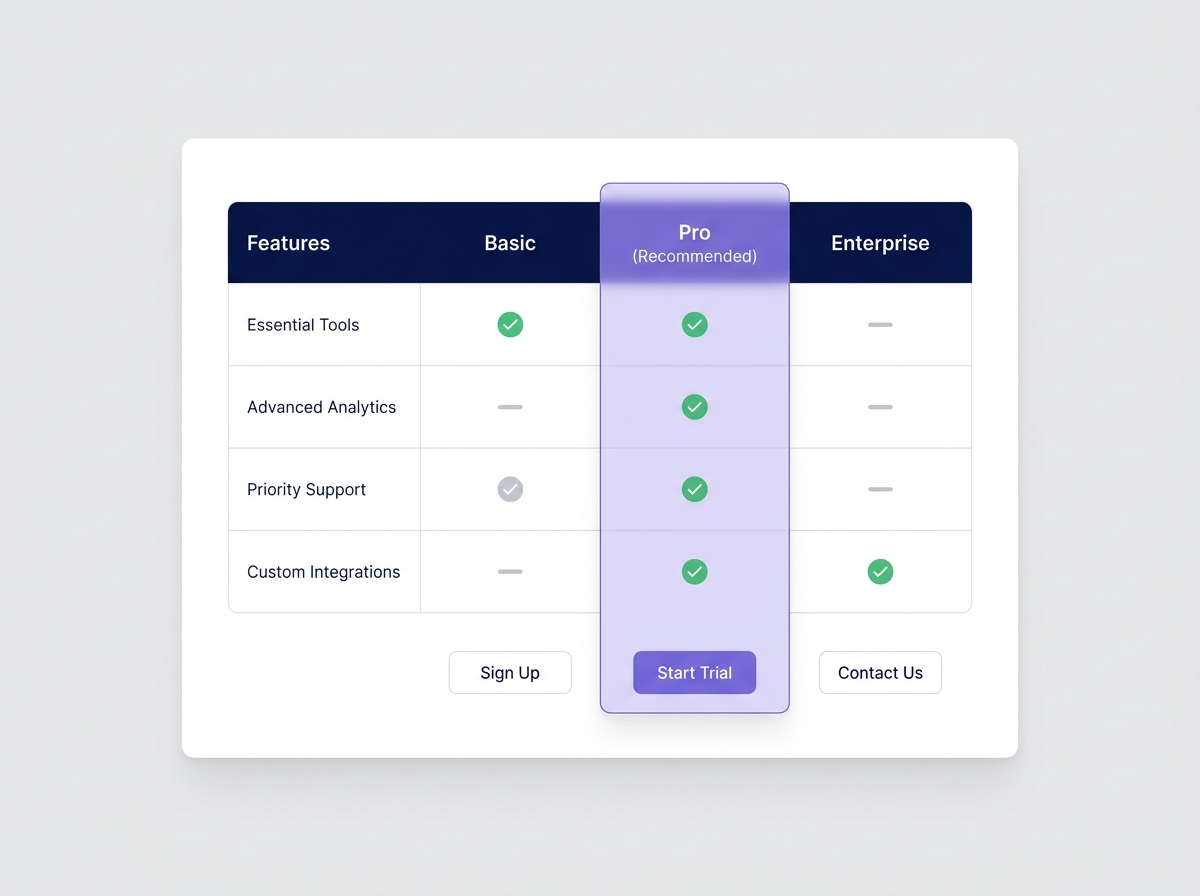 Comparison table template preview