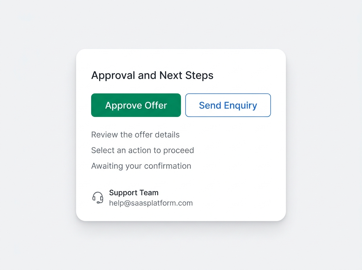 Approval and next-step section preview