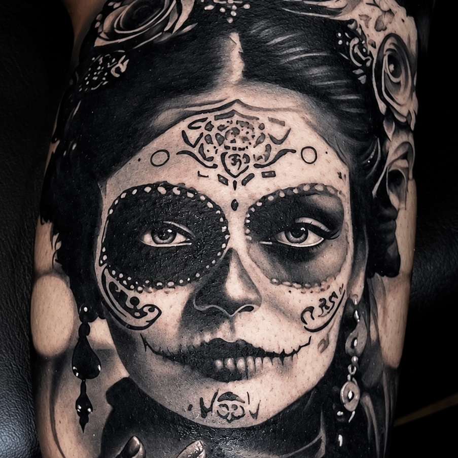 Tatouage de Catrina — détail du visage