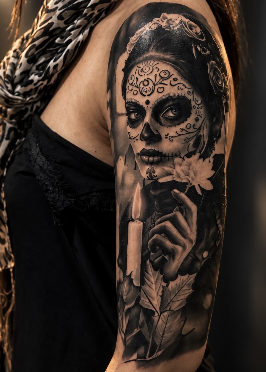Tatouage de Catrina sur le bras — vue principale