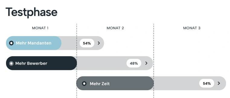 Testphase — Fortschritt über Monat 1 bis 3