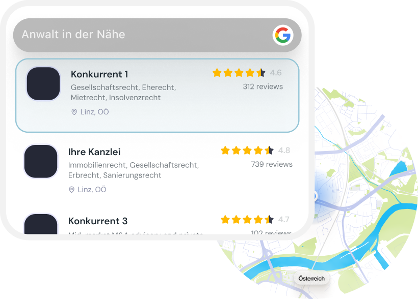 Google-Profil Vergleich mit Karte